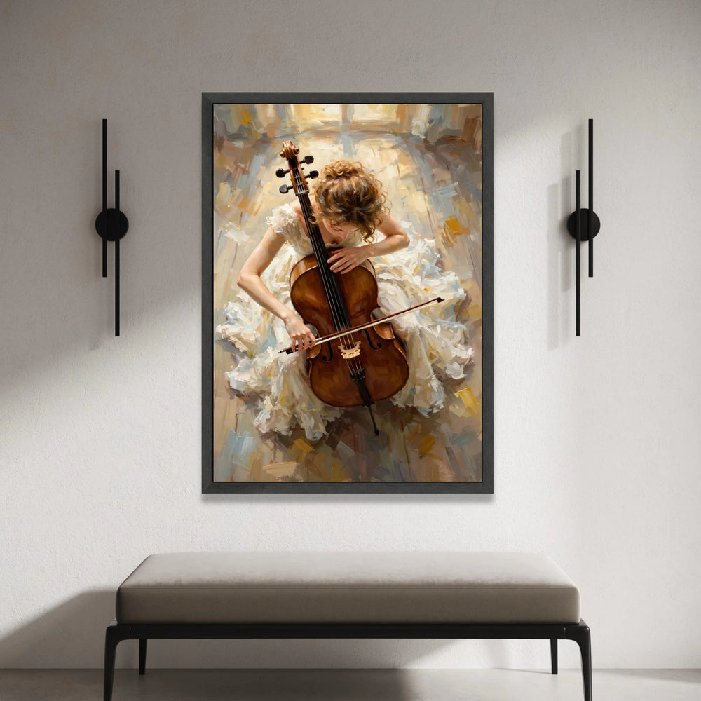 Elegant Woman Playing Cello Canvas, Classical Music Wall Art, Instrument Performance Print, Artistic Home Decor, Fine Art Canvas Print Art