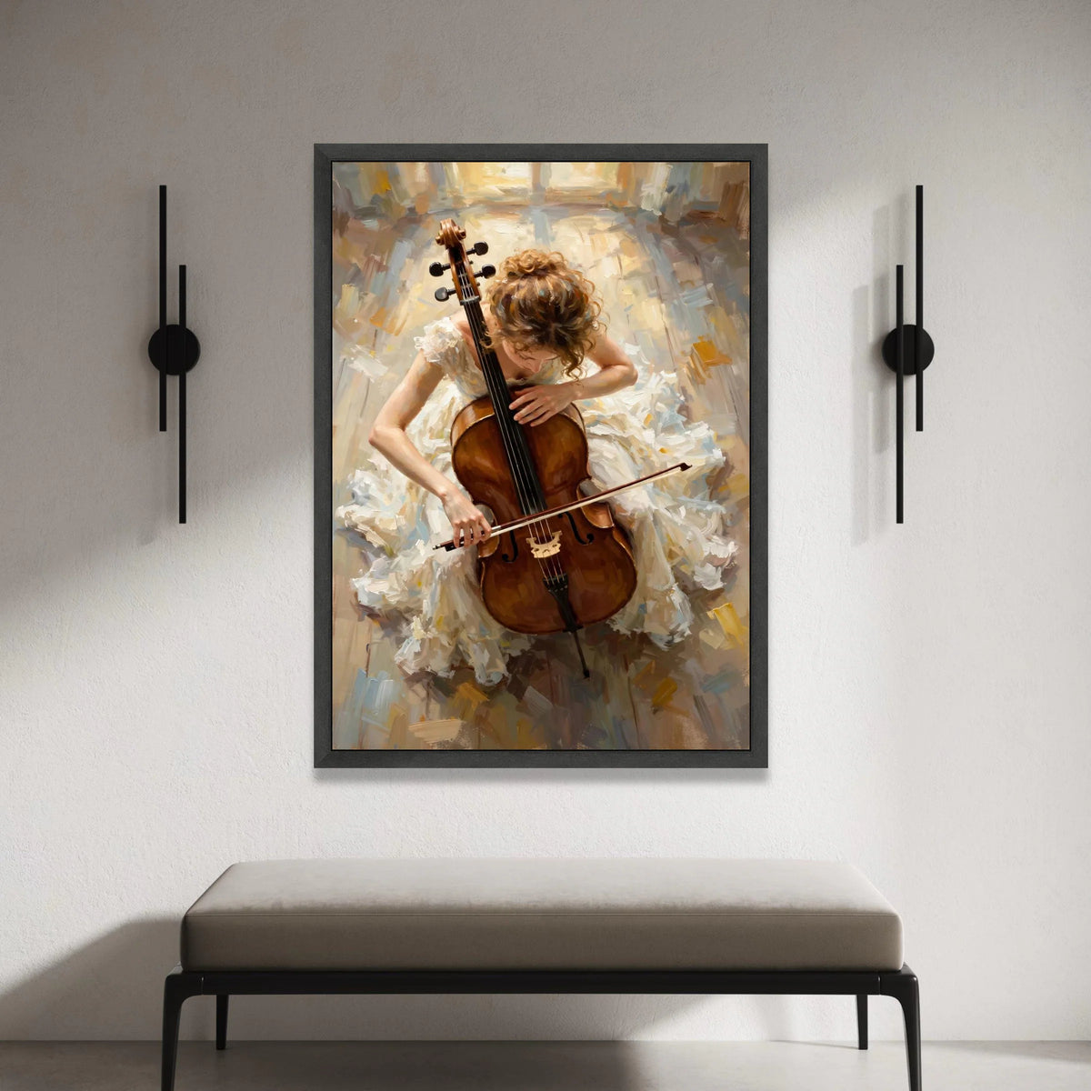 Elegant Woman Playing Cello Canvas, Classical Music Wall Art, Instrument Performance Print, Artistic Home Decor, Fine Art Canvas Print Art