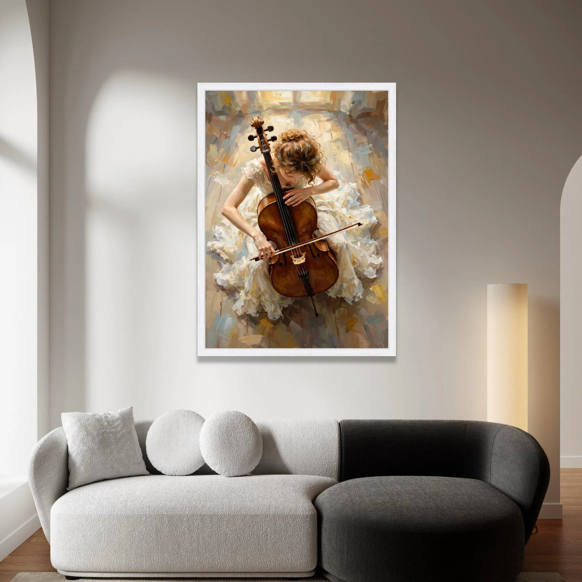 Elegant Woman Playing Cello Canvas, Classical Music Wall Art, Instrument Performance Print, Artistic Home Decor, Fine Art Canvas Print Art