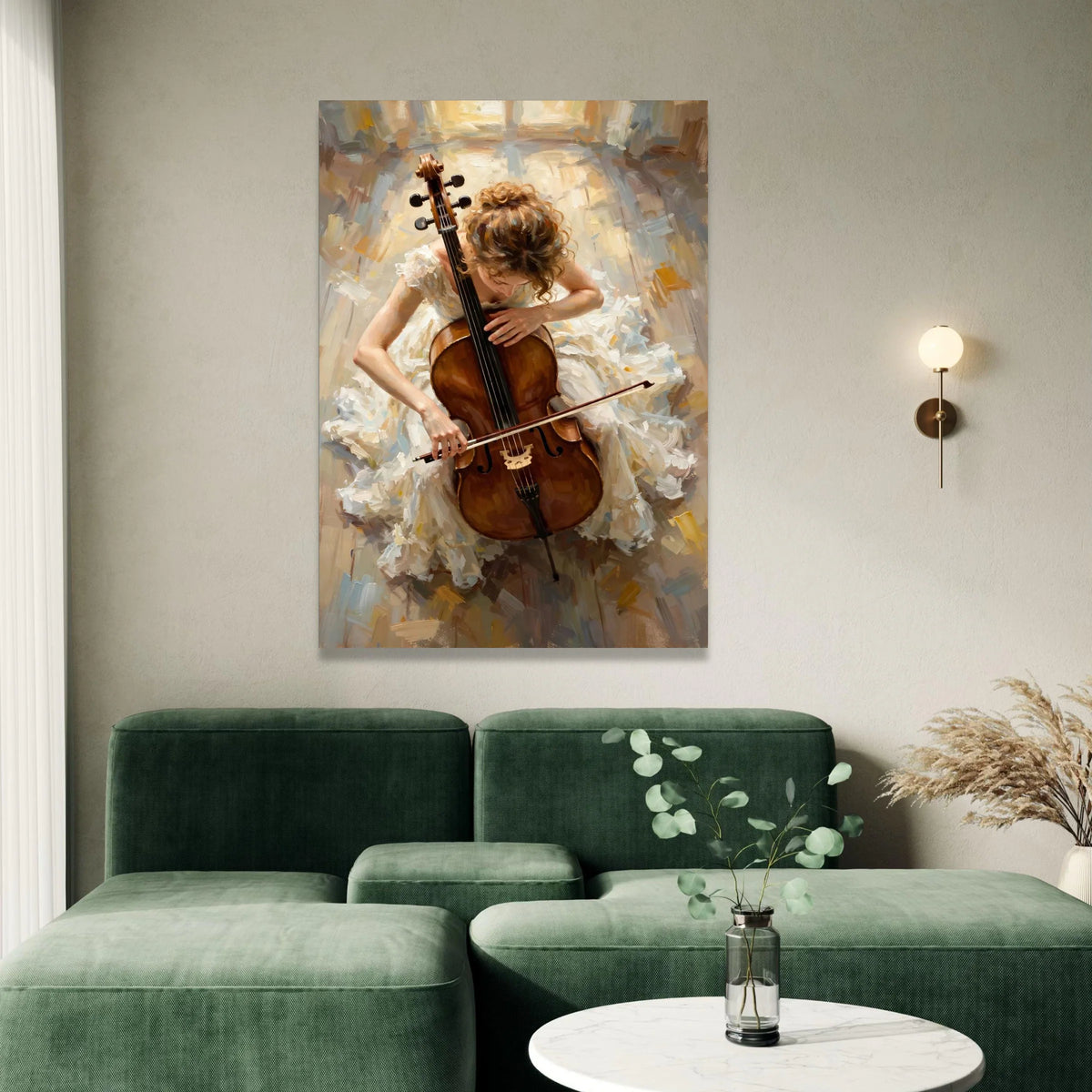 Elegant Woman Playing Cello Canvas, Classical Music Wall Art, Instrument Performance Print, Artistic Home Decor, Fine Art Canvas Print Art