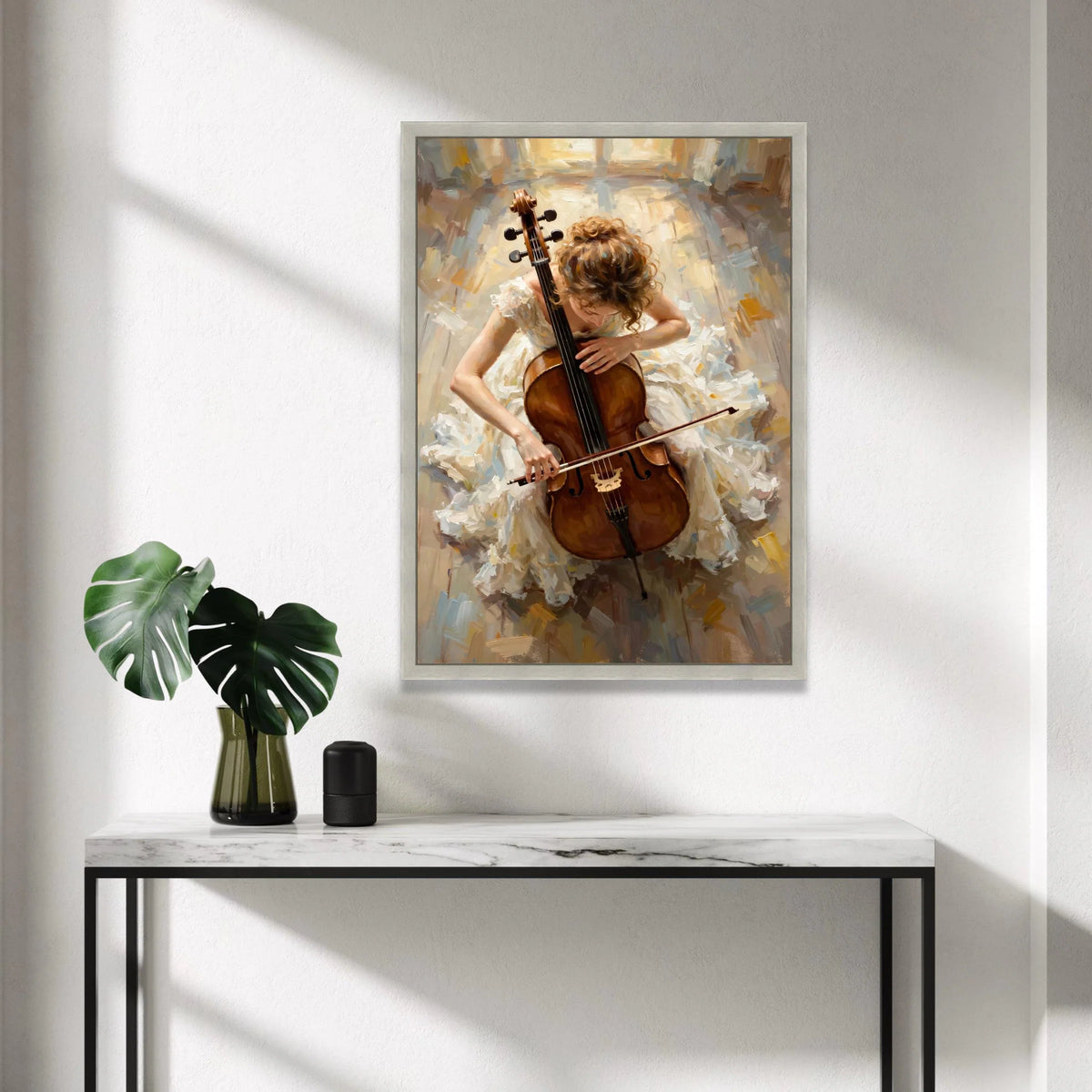 Elegant Woman Playing Cello Canvas, Classical Music Wall Art, Instrument Performance Print, Artistic Home Decor, Fine Art Canvas Print Art