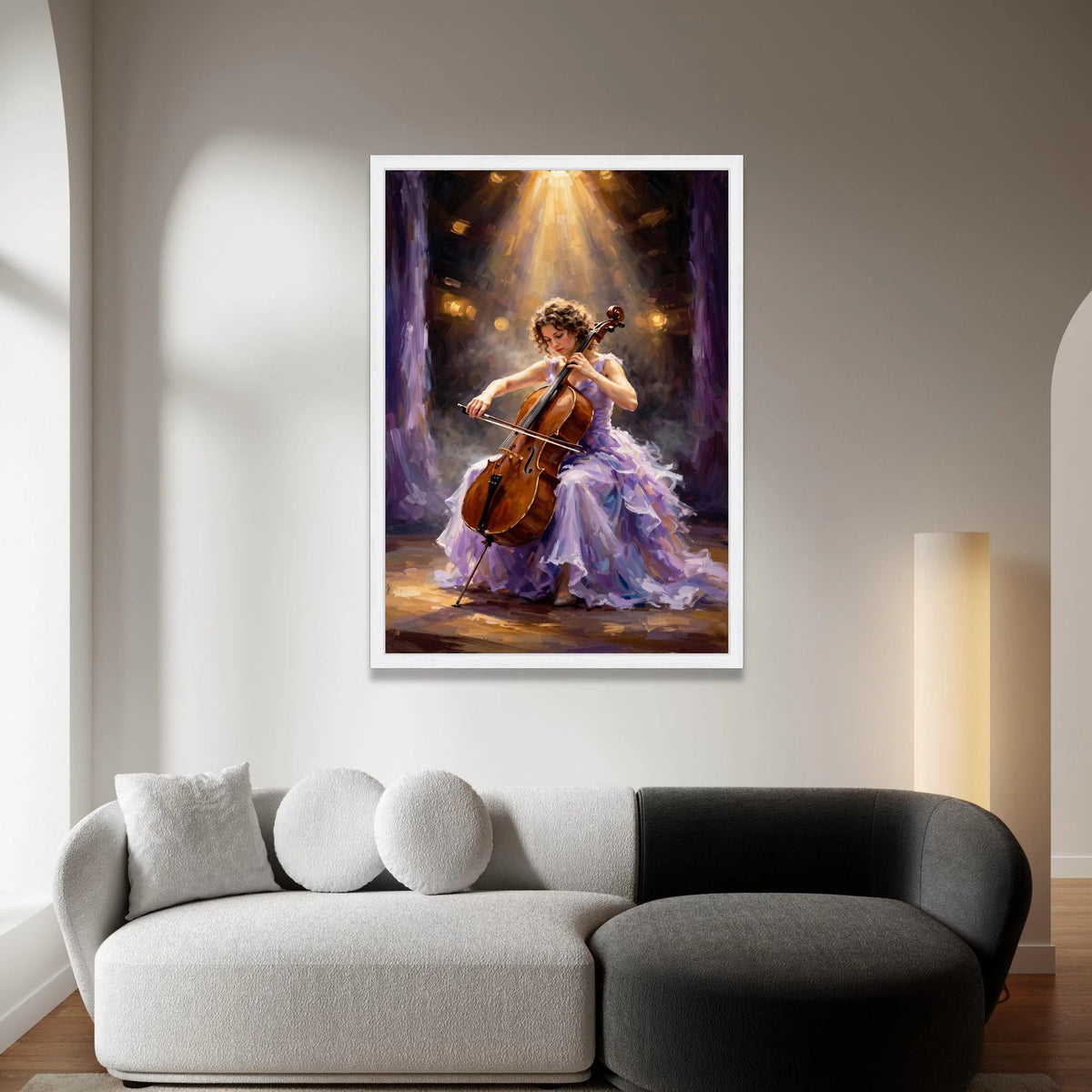 Elegant Cellist Playing Cello Canvas, Classical Music Art, Woman Musician Wall Decor, Artistic Performance Painting, Fine Canvas Print Art