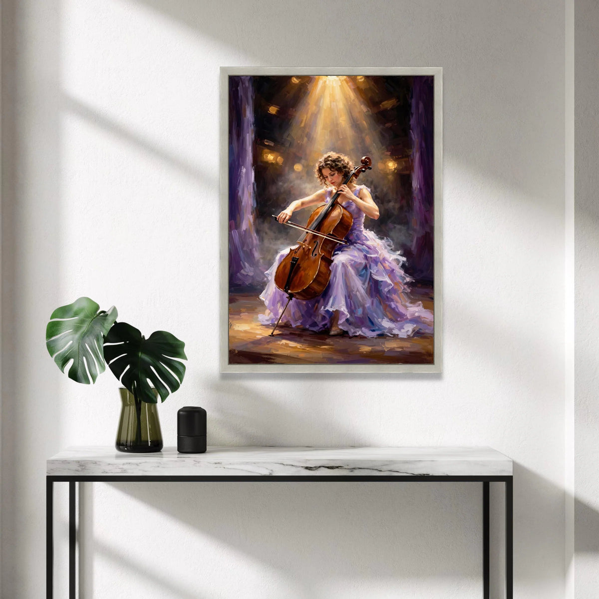 Elegant Cellist Playing Cello Canvas, Classical Music Art, Woman Musician Wall Decor, Artistic Performance Painting, Fine Canvas Print Art