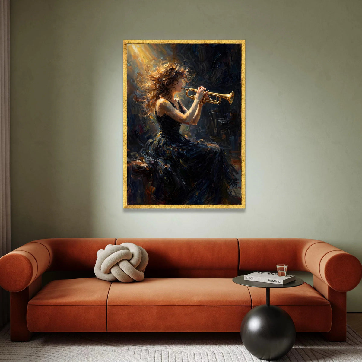 Woman Playing Trumpet Canvas, Musician Wall Art, Jazz Instrument Canvas, Vibrant Melody Decoration, Artistic Home Wall Canvas Print Art