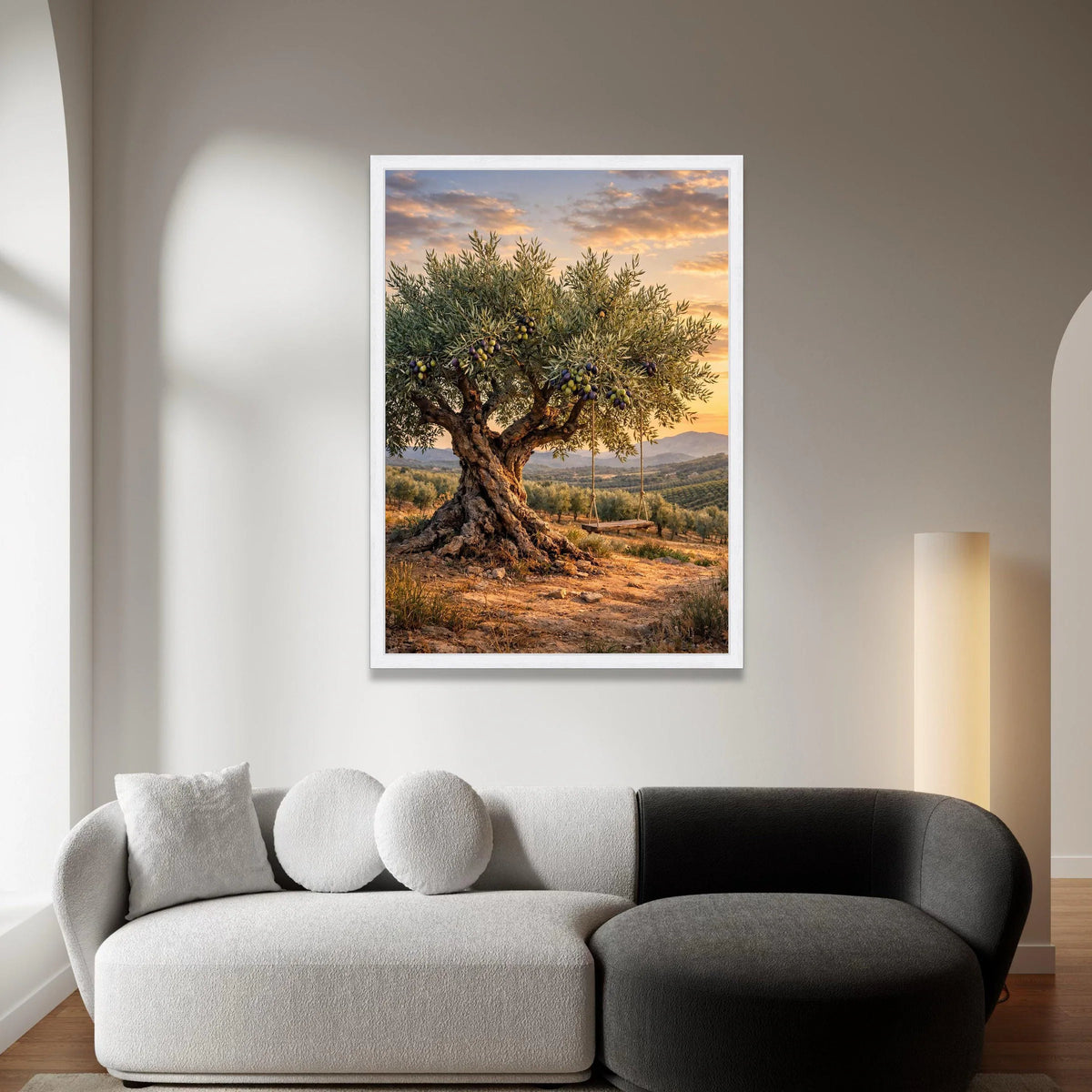 Rustic Olive Tree Canvas Wall Art, Mediterranean Landscape Canvas, Country Home Decoration, Sunset Outdoor Scene Canvas, Canvas Print Art