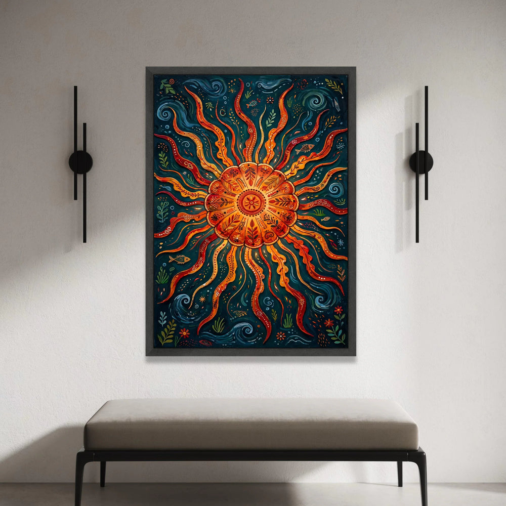 Vibrant Sunflower Canvas Wall Art, Abstract Floral Design, Bright Orange Sun Art, Nature Canvas, Modern Home Decoration Canvas Print Art