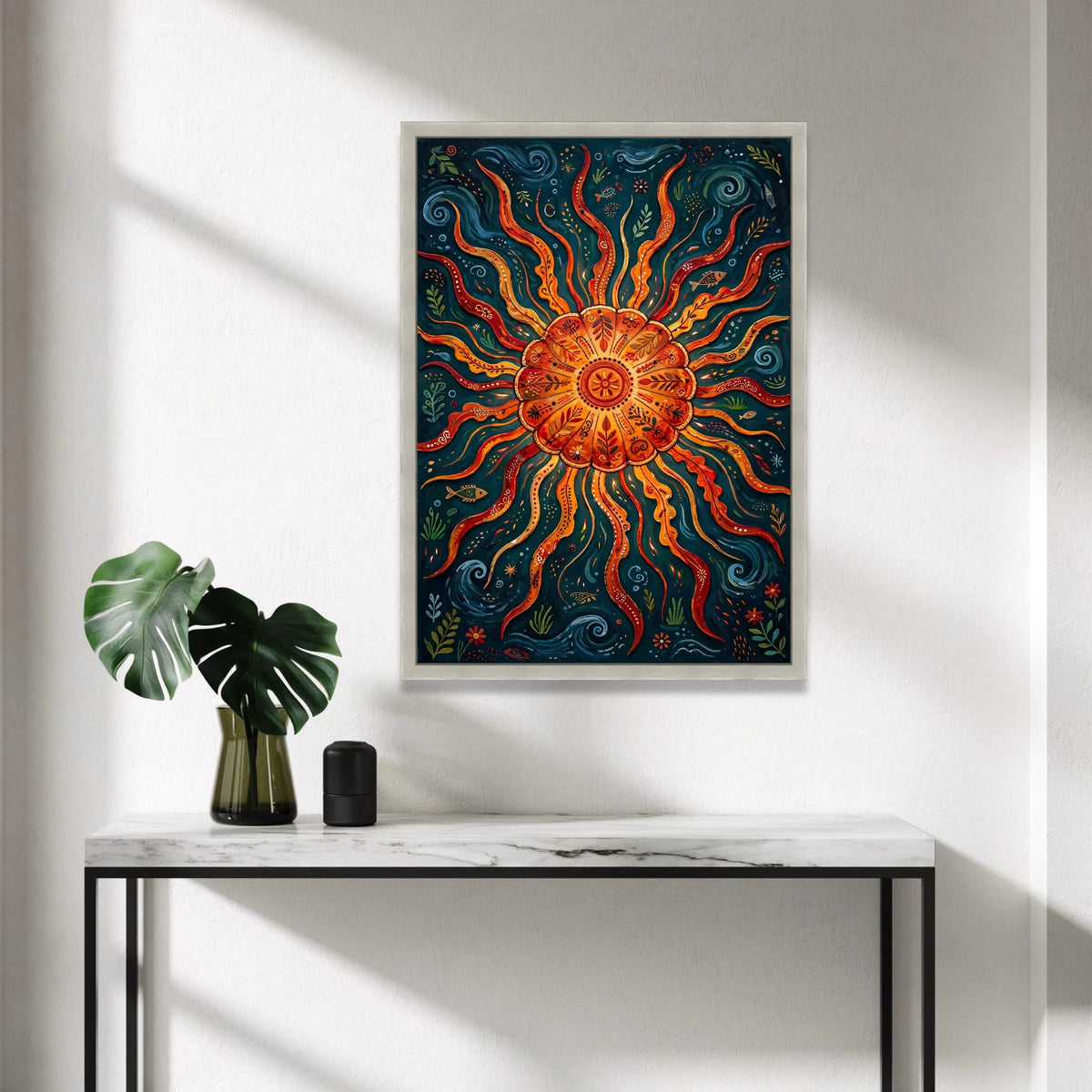 Vibrant Sunflower Canvas Wall Art, Abstract Floral Design, Bright Orange Sun Art, Nature Canvas, Modern Home Decoration Canvas Print Art