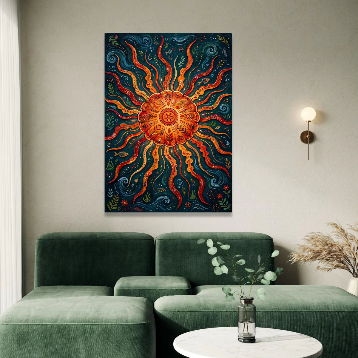 Vibrant Sunflower Canvas Wall Art, Abstract Floral Design, Bright Orange Sun Art, Nature Canvas, Modern Home Decoration Canvas Print Art