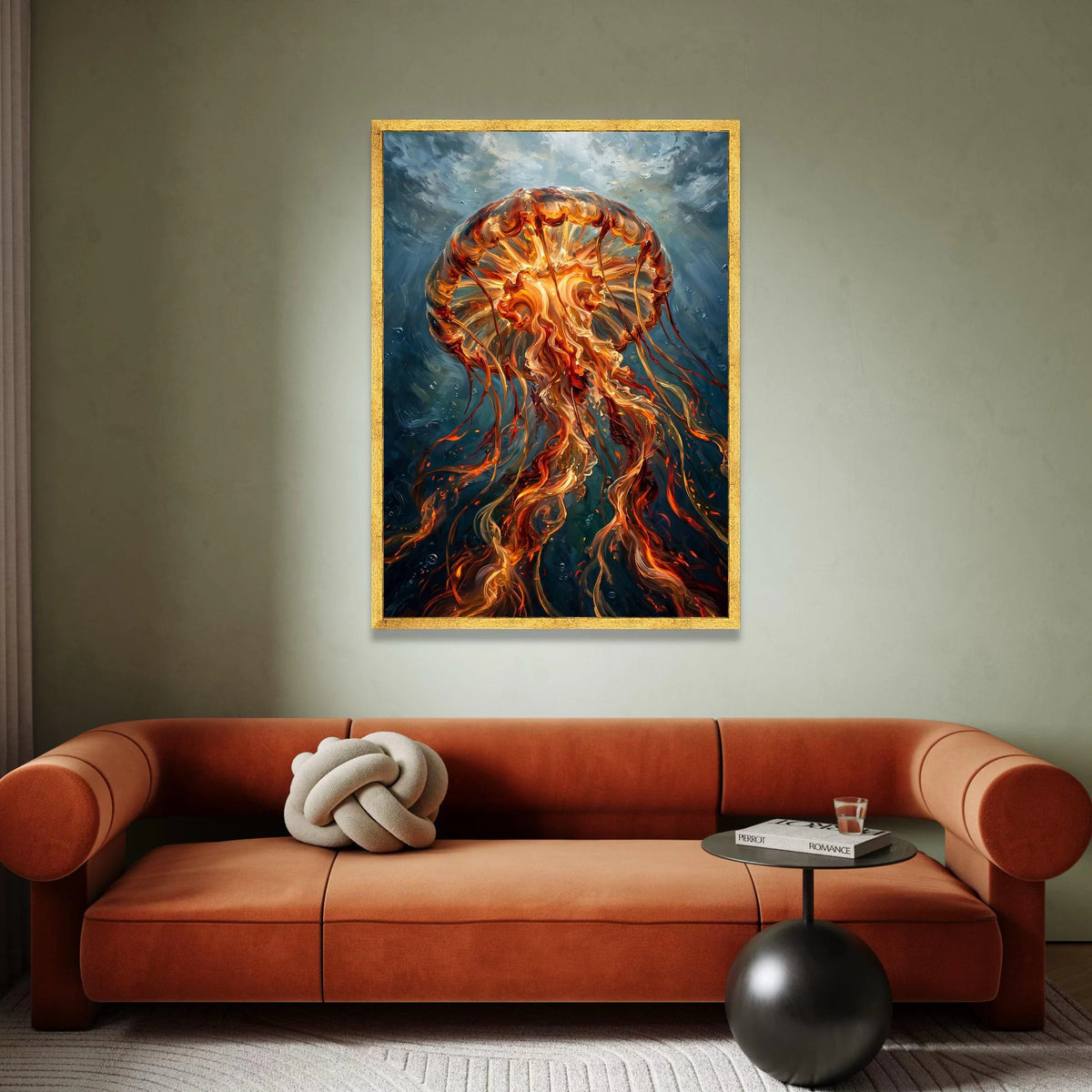 Vibrant Jellyfish Glow, Underwater Sea Life Canvas, Marine Animal Wall Art, Ocean Depths Decoration, Aquarium Nature Canvas Canvas Print Art