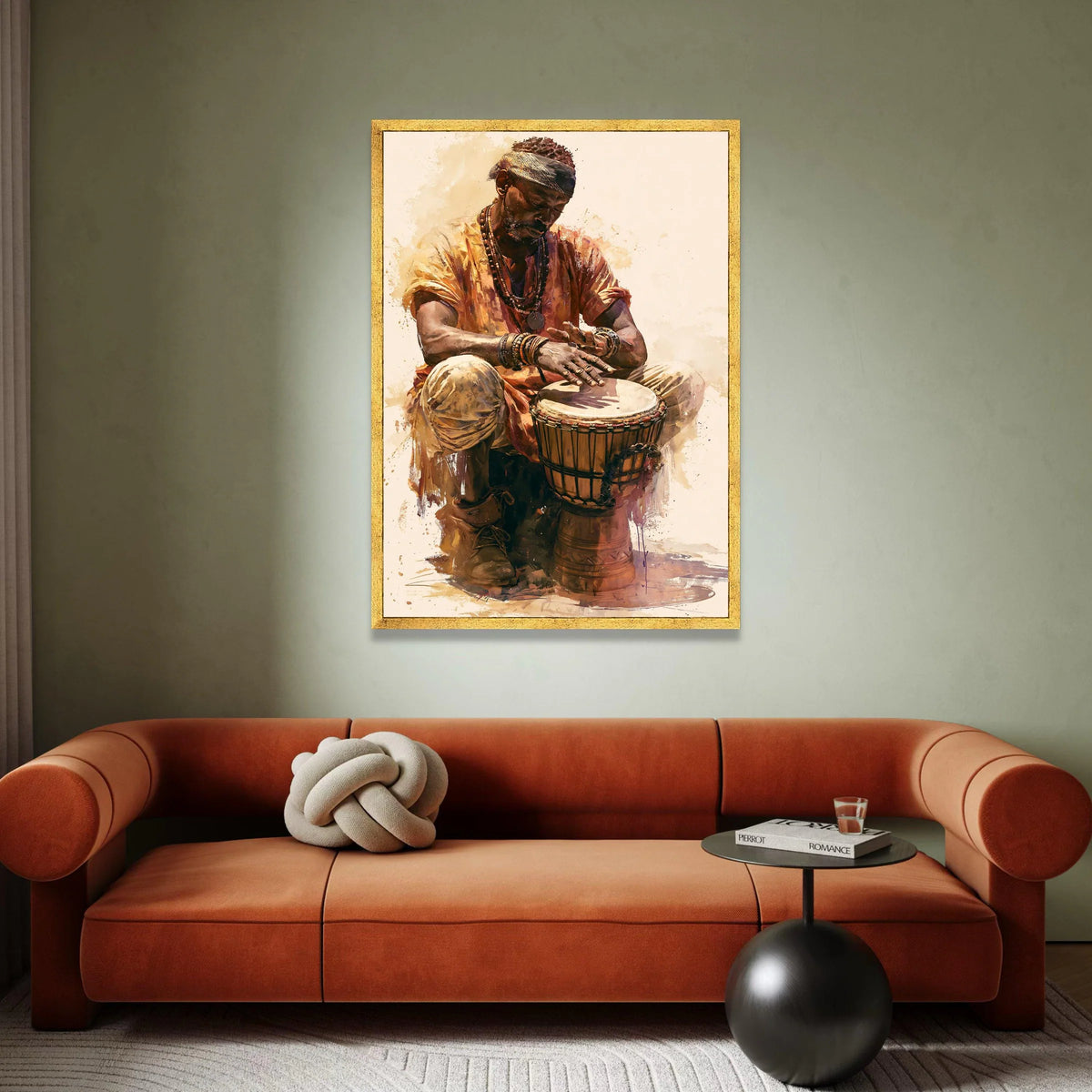 Soulful Drummer Playing Hand Drum Canvas, African Music Wall Art, Ethnic Cultural Decor, Rhythm Beats Canvas Art, Bohemian Canvas Print Art