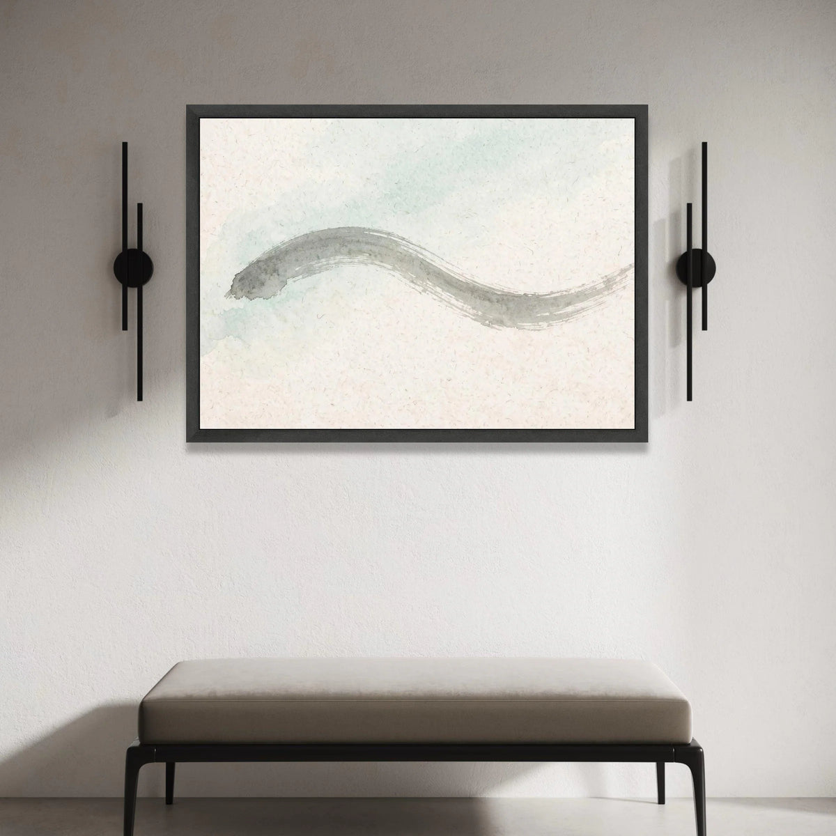 Minimalist Abstract Wave Brushstroke Canvas, Neutral Wall Art, Modern Zen Home Decoration, Soft Pastel Accent Painting, Canvas Print Art