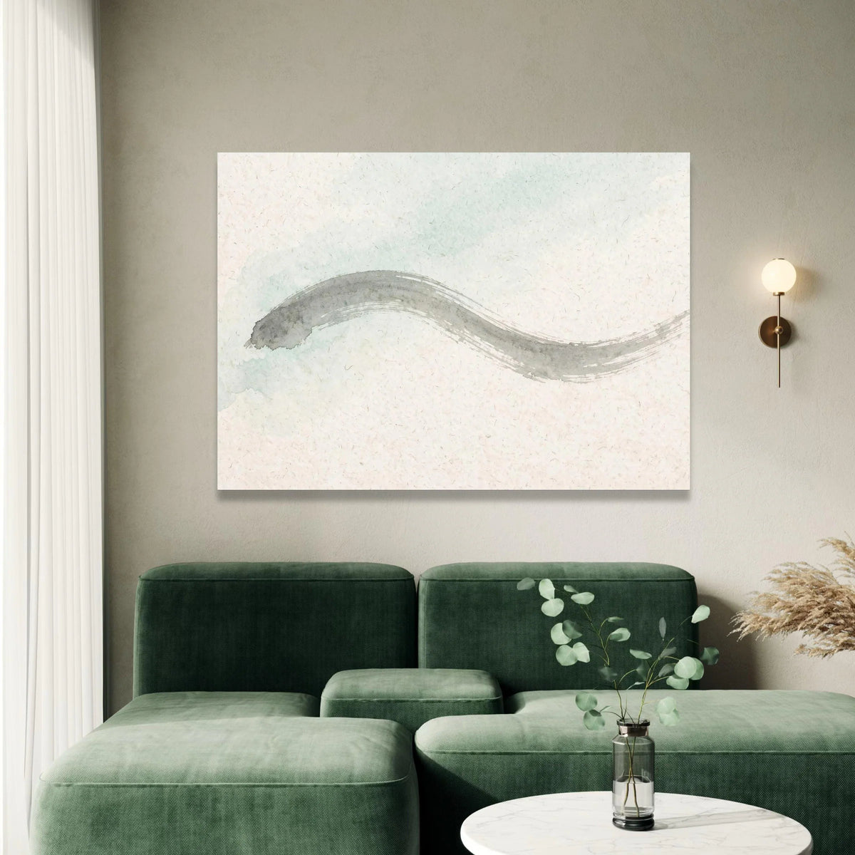 Minimalist Abstract Wave Brushstroke Canvas, Neutral Wall Art, Modern Zen Home Decoration, Soft Pastel Accent Painting, Canvas Print Art