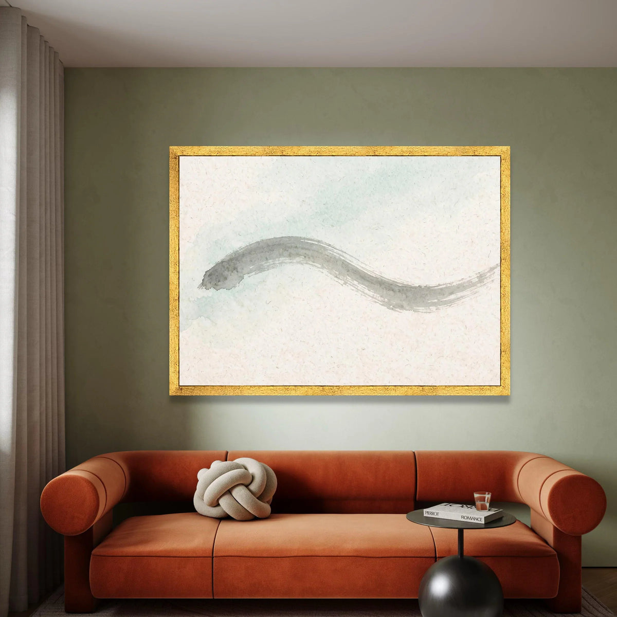 Minimalist Abstract Wave Brushstroke Canvas, Neutral Wall Art, Modern Zen Home Decoration, Soft Pastel Accent Painting, Canvas Print Art