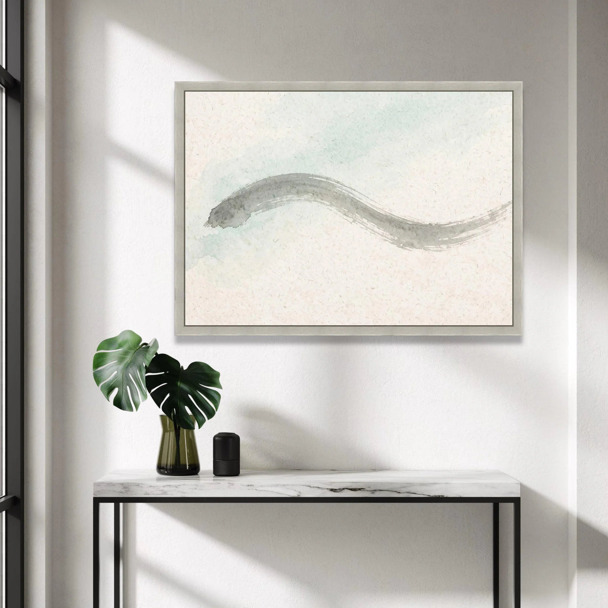 Minimalist Abstract Wave Brushstroke Canvas, Neutral Wall Art, Modern Zen Home Decoration, Soft Pastel Accent Painting, Canvas Print Art