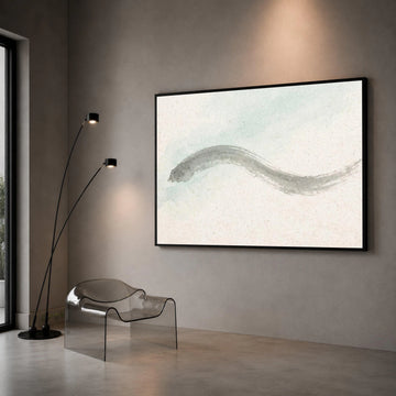 Minimalist Abstract Wave Brushstroke Canvas, Neutral Wall Art, Modern Zen Home Decoration, Soft Pastel Accent Painting, Canvas Print Art