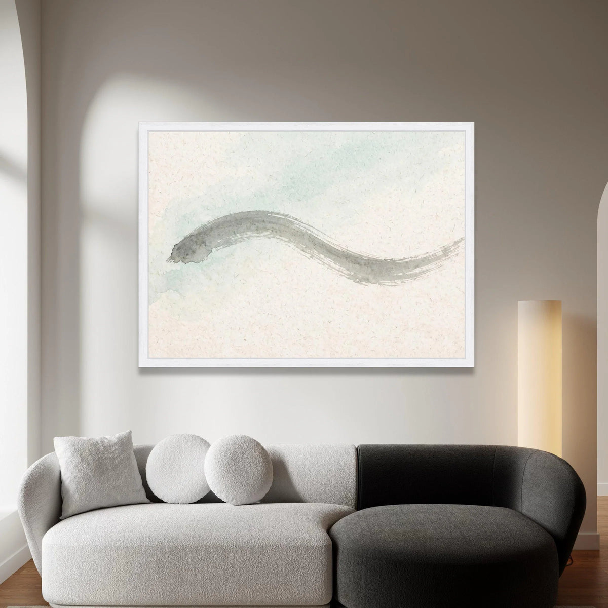 Minimalist Abstract Wave Brushstroke Canvas, Neutral Wall Art, Modern Zen Home Decoration, Soft Pastel Accent Painting, Canvas Print Art