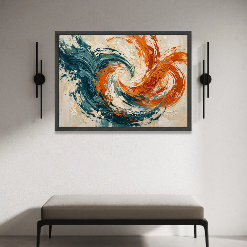 Dynamic Abstract Swirl Canvas Wall Art, Modern Contemporary Canvas, Blue and Orange Home Decoration, Vibrant Living Room Canvas Print Art