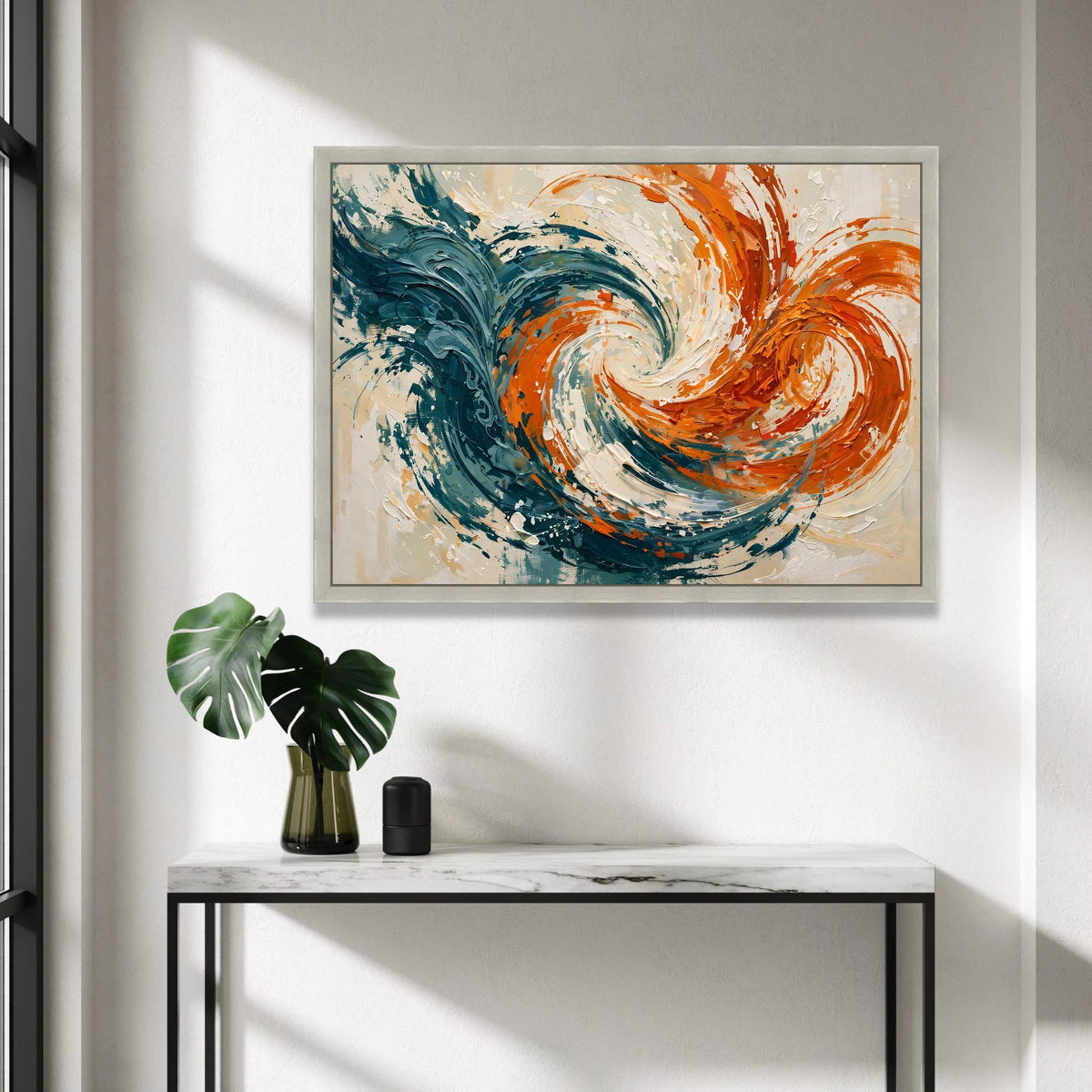 Dynamic Abstract Swirl Canvas Wall Art, Modern Contemporary Canvas, Blue and Orange Home Decoration, Vibrant Living Room Canvas Print Art