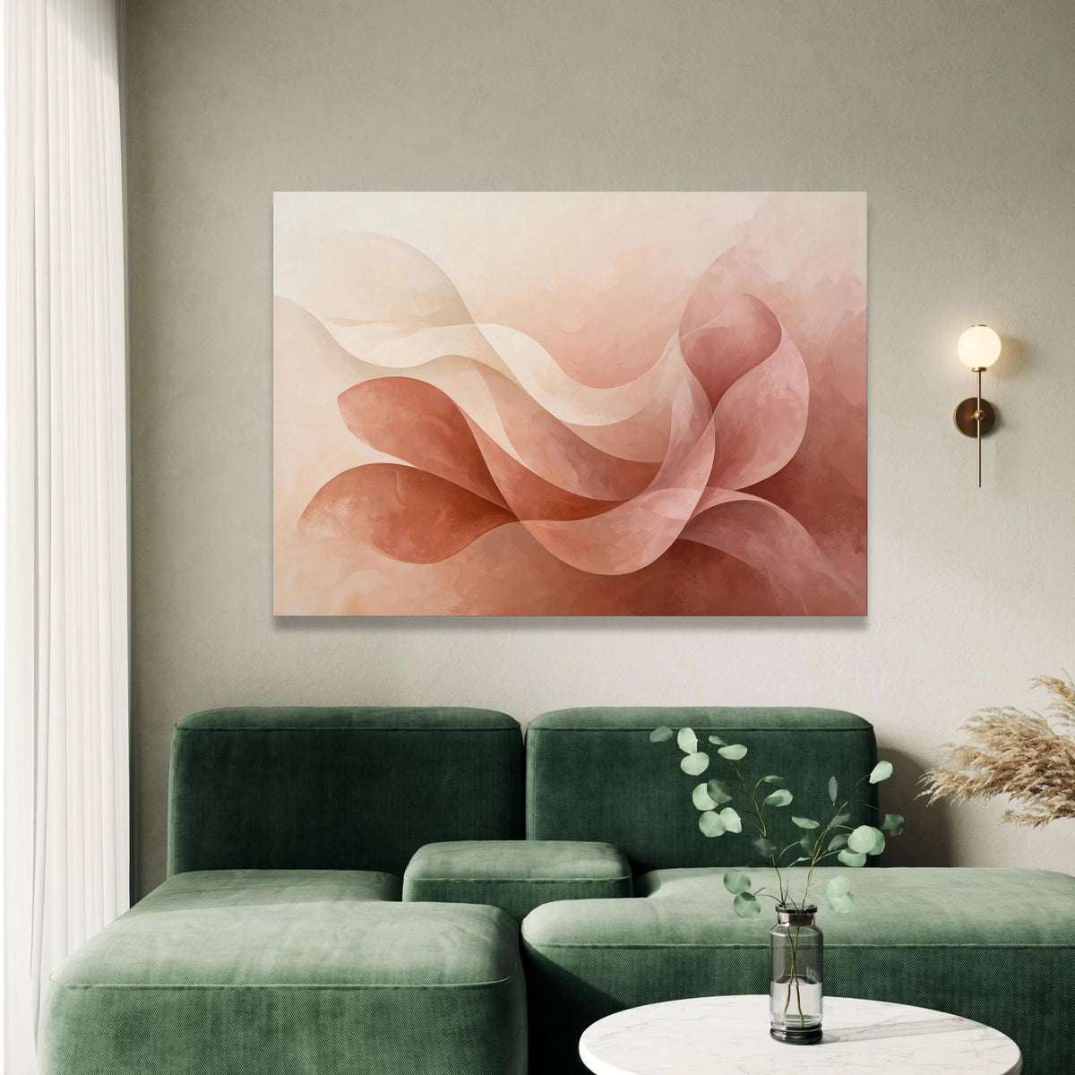 Soft Abstract Floral Canvas, Warm Earth Tone Wall Art, Modern Home Decoration, Flowing Petal Design, Elegant Canvas Canvas Print Art
