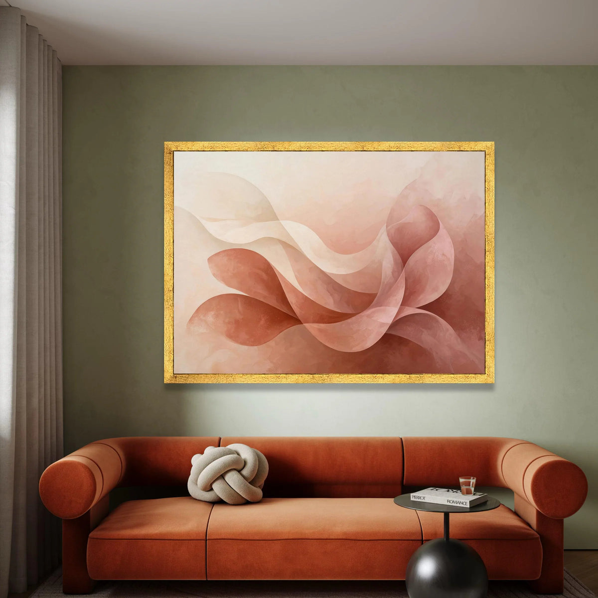 Soft Abstract Floral Canvas, Warm Earth Tone Wall Art, Modern Home Decoration, Flowing Petal Design, Elegant Canvas Canvas Print Art