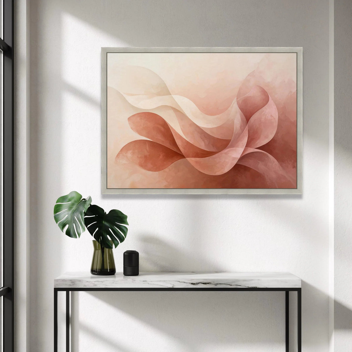 Soft Abstract Floral Canvas, Warm Earth Tone Wall Art, Modern Home Decoration, Flowing Petal Design, Elegant Canvas Canvas Print Art