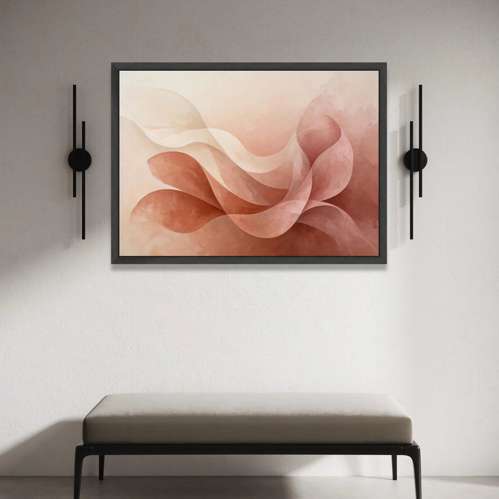 Soft Abstract Floral Canvas, Warm Earth Tone Wall Art, Modern Home Decoration, Flowing Petal Design, Elegant Canvas Canvas Print Art