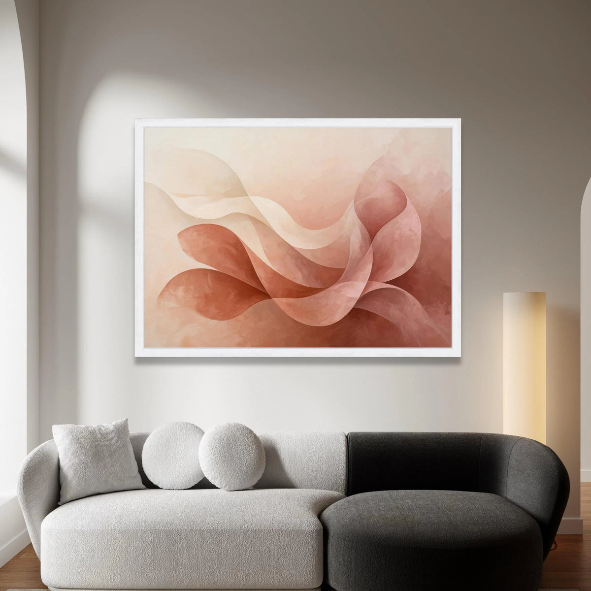 Soft Abstract Floral Canvas, Warm Earth Tone Wall Art, Modern Home Decoration, Flowing Petal Design, Elegant Canvas Canvas Print Art