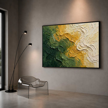 Earthy Green and Mustard Abstract Canvas Wall Art, Modern Nature Home Decoration, Organic Color Palette Painting, Ready to Canvas Print Art