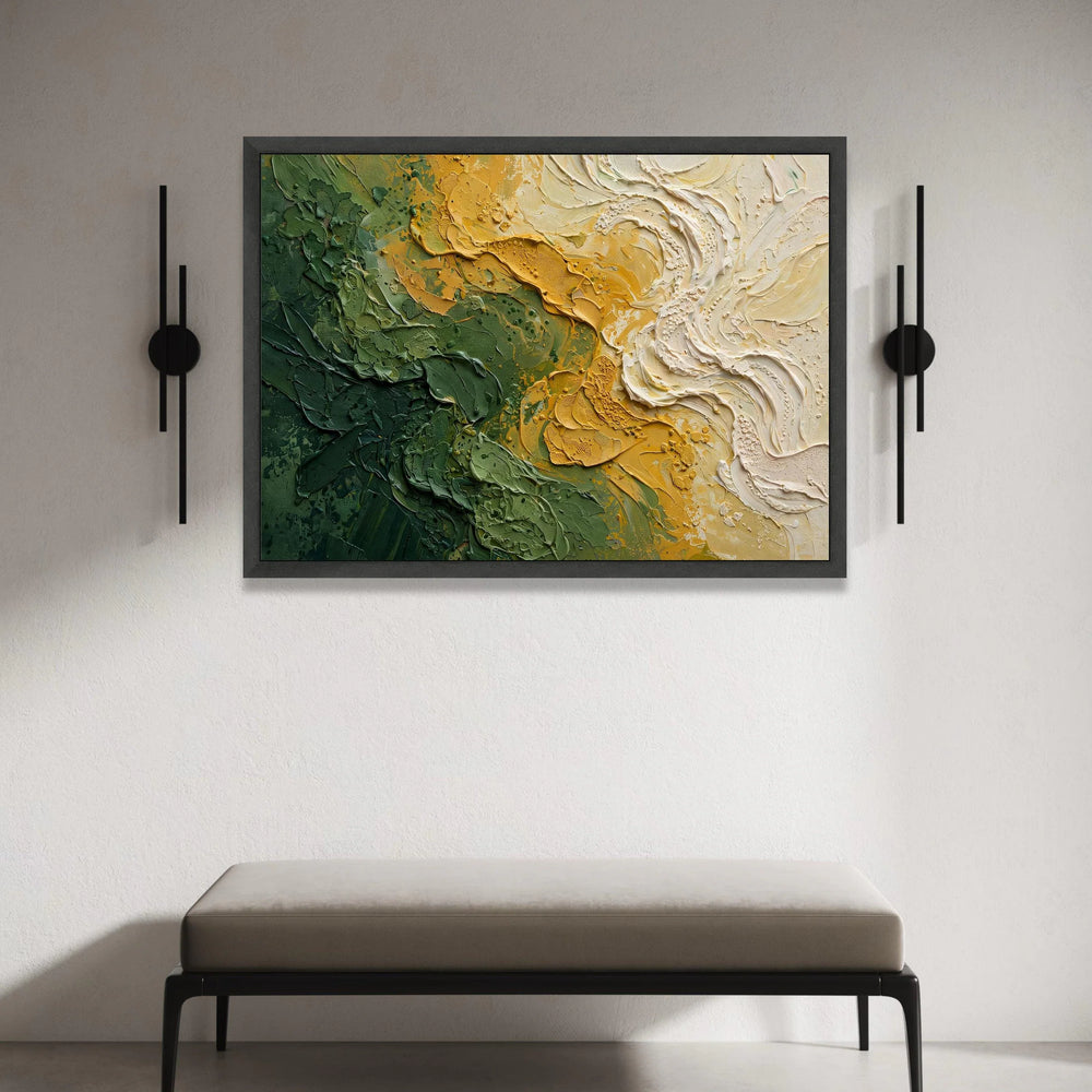 Earthy Green and Mustard Abstract Canvas Wall Art, Modern Nature Home Decoration, Organic Color Palette Painting, Ready to Canvas Print Art