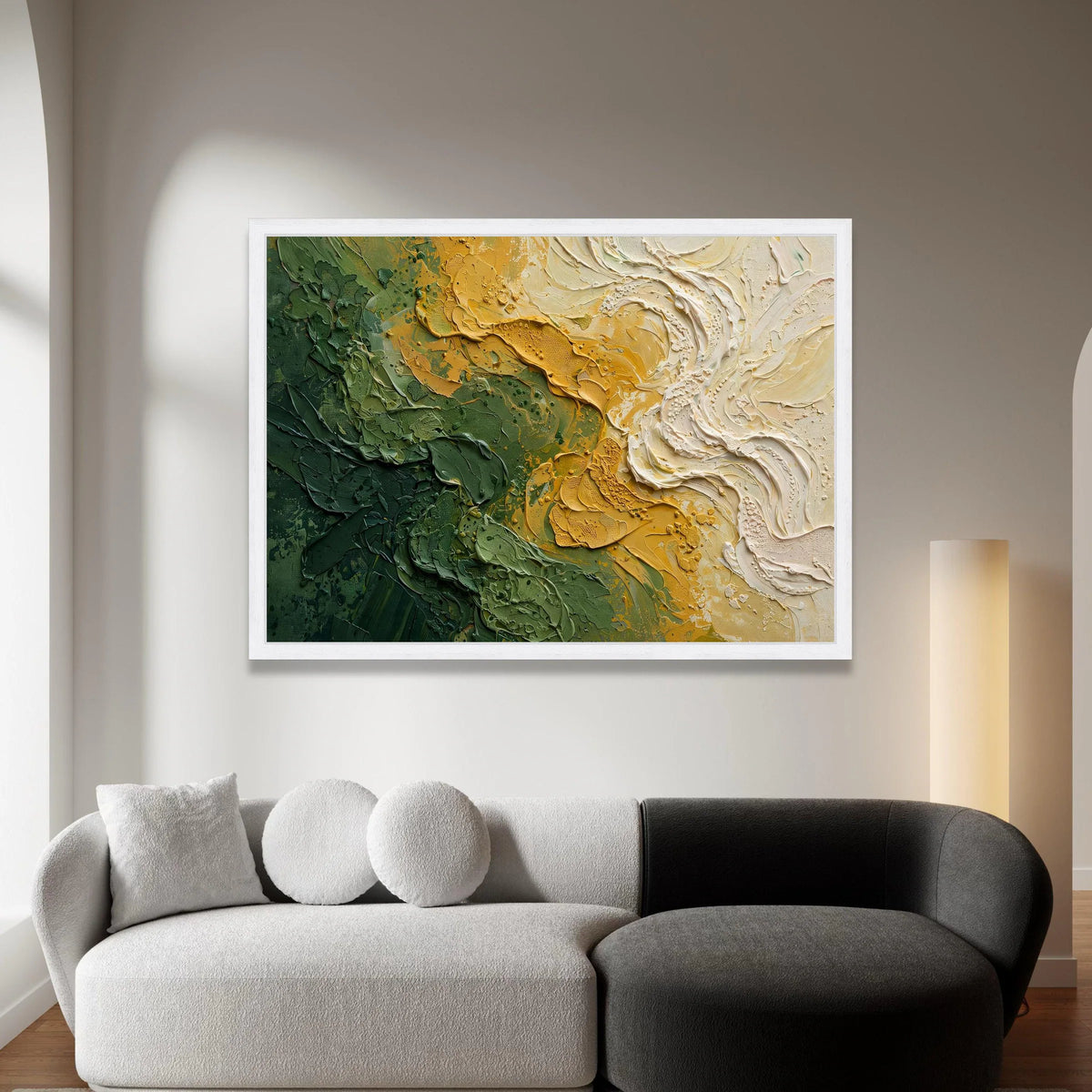 Earthy Green and Mustard Abstract Canvas Wall Art, Modern Nature Home Decoration, Organic Color Palette Painting, Ready to Canvas Print Art
