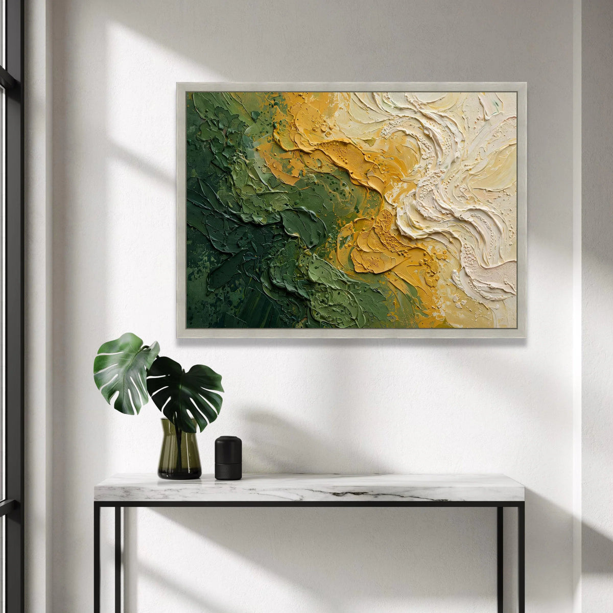 Earthy Green and Mustard Abstract Canvas Wall Art, Modern Nature Home Decoration, Organic Color Palette Painting, Ready to Canvas Print Art