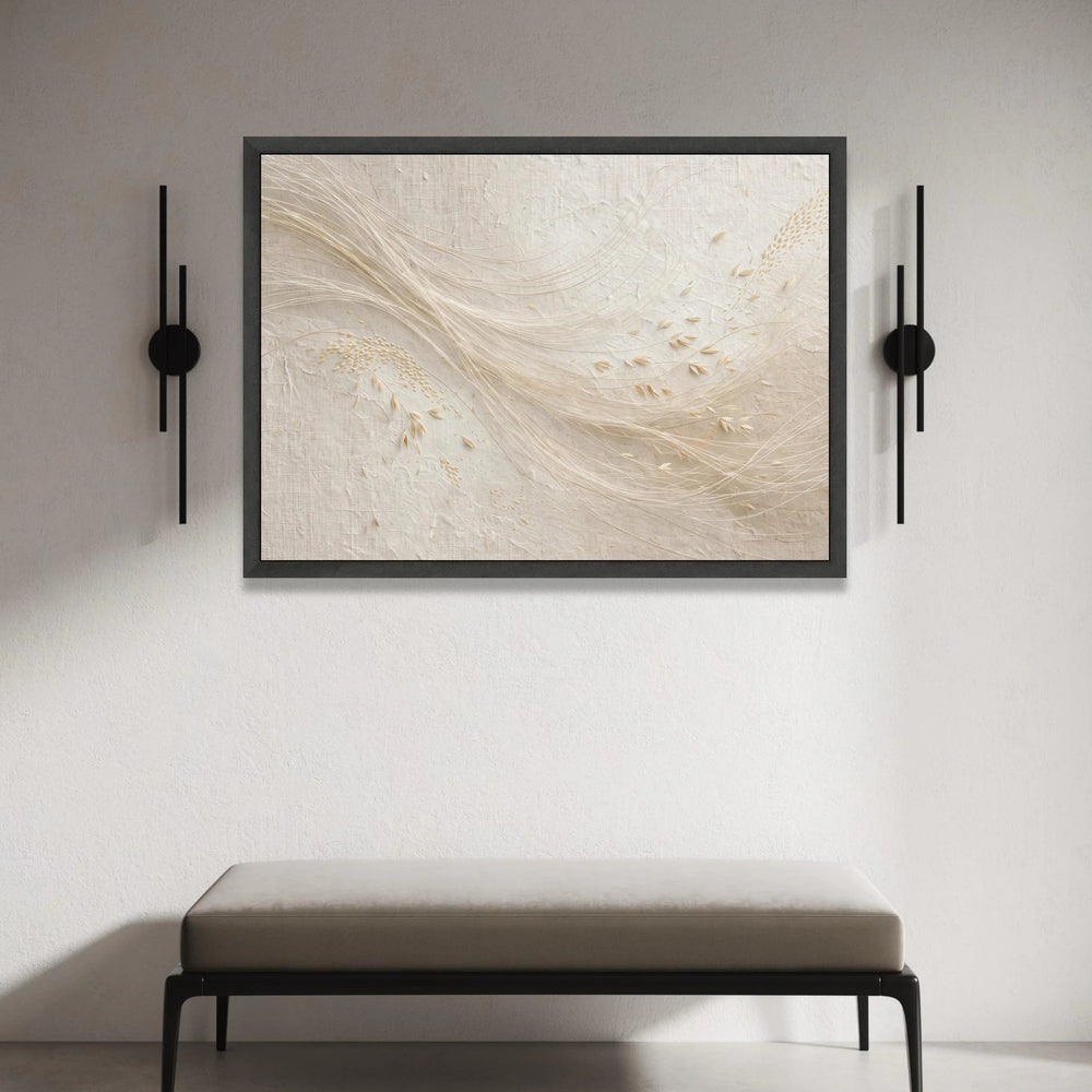 Abstract Neutral Tones Canvas, Minimalist Flowing Lines Wall Art, Modern Beige Home Decoration, Soft Natural Elements Canvas Print Art