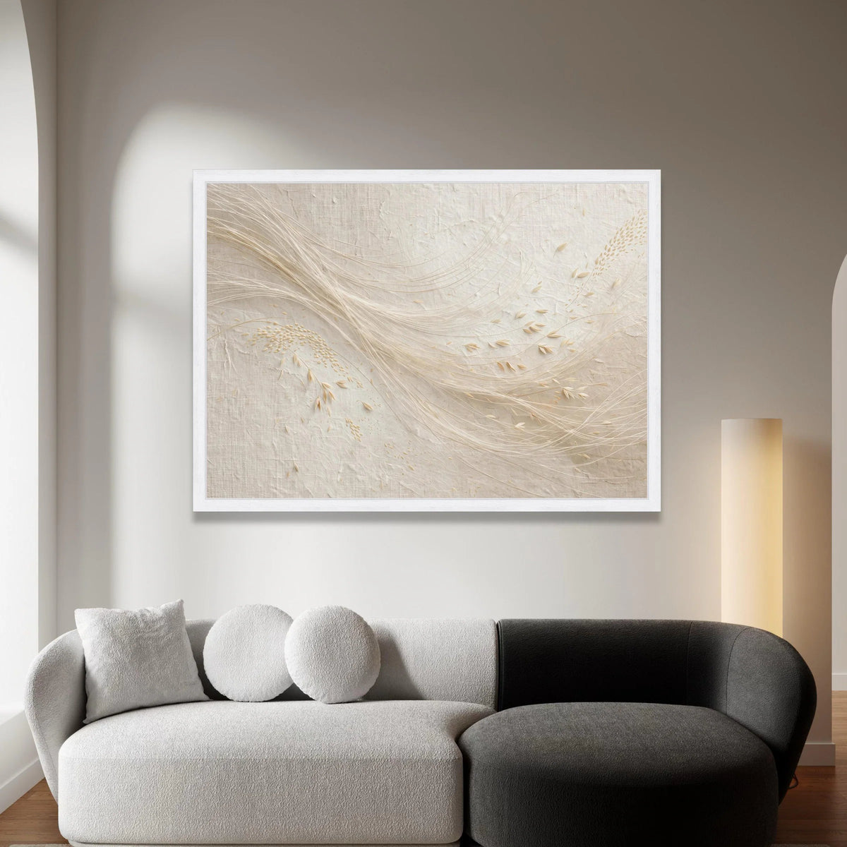 Abstract Neutral Tones Canvas, Minimalist Flowing Lines Wall Art, Modern Beige Home Decoration, Soft Natural Elements Canvas Print Art