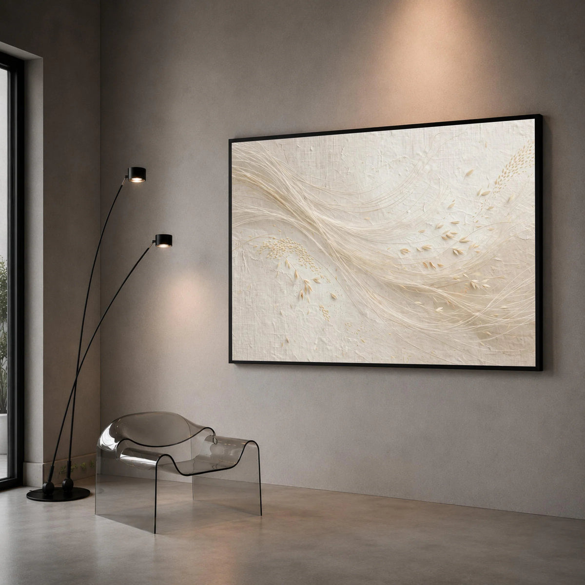 Abstract Neutral Tones Canvas, Minimalist Flowing Lines Wall Art, Modern Beige Home Decoration, Soft Natural Elements Canvas Print Art