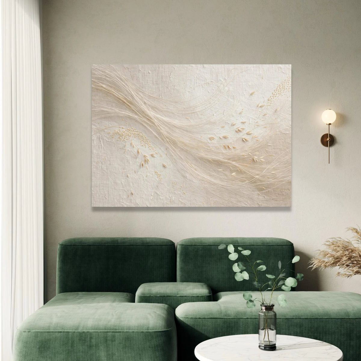 Abstract Neutral Tones Canvas, Minimalist Flowing Lines Wall Art, Modern Beige Home Decoration, Soft Natural Elements Canvas Print Art