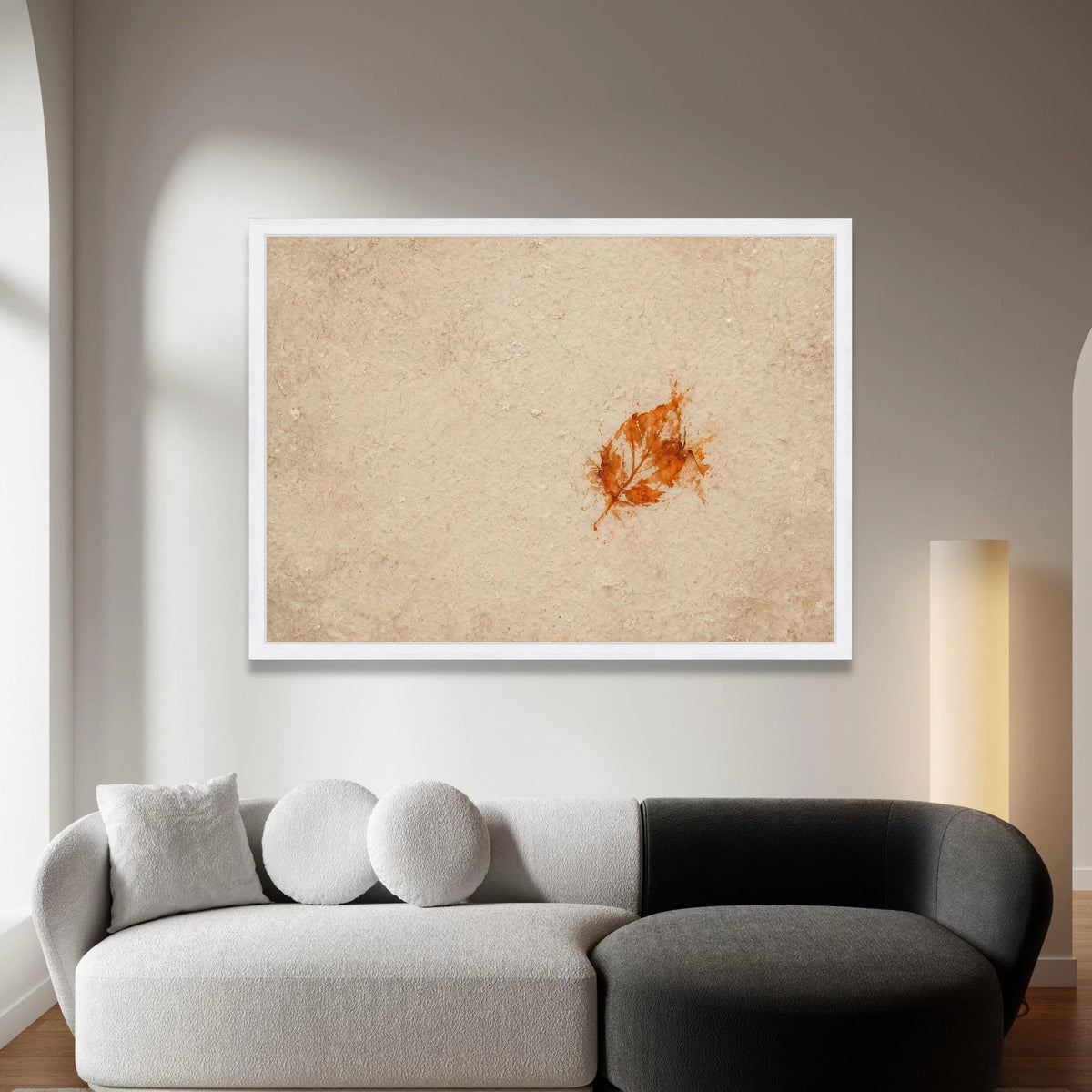 Autumn Leaf Print on Vintage Paper Canvas, Minimalist Rustic Wall Art, Nature Home Decoration, Earth Tone Canvas Design Canvas Print Art