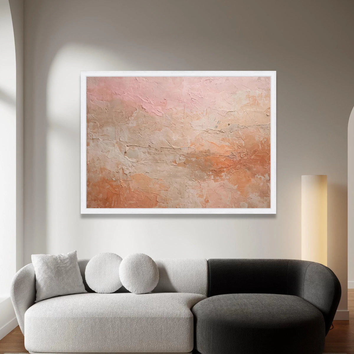 Soft Pastel Shades Canvas Wall Art, Abstract Neutral Home Decor, Warm Blush Pink and Beige Canvas, Modern Living Room Canvas Print Art