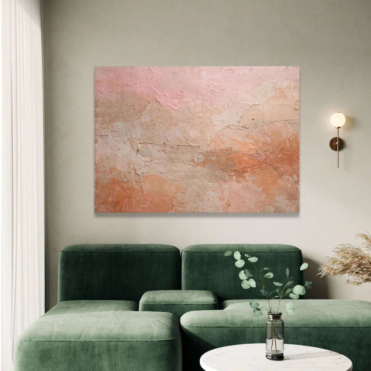 Soft Pastel Shades Canvas Wall Art, Abstract Neutral Home Decor, Warm Blush Pink and Beige Canvas, Modern Living Room Canvas Print Art