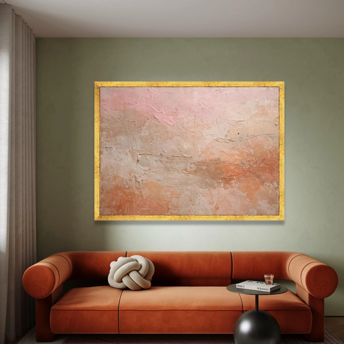 Soft Pastel Shades Canvas Wall Art, Abstract Neutral Home Decor, Warm Blush Pink and Beige Canvas, Modern Living Room Canvas Print Art