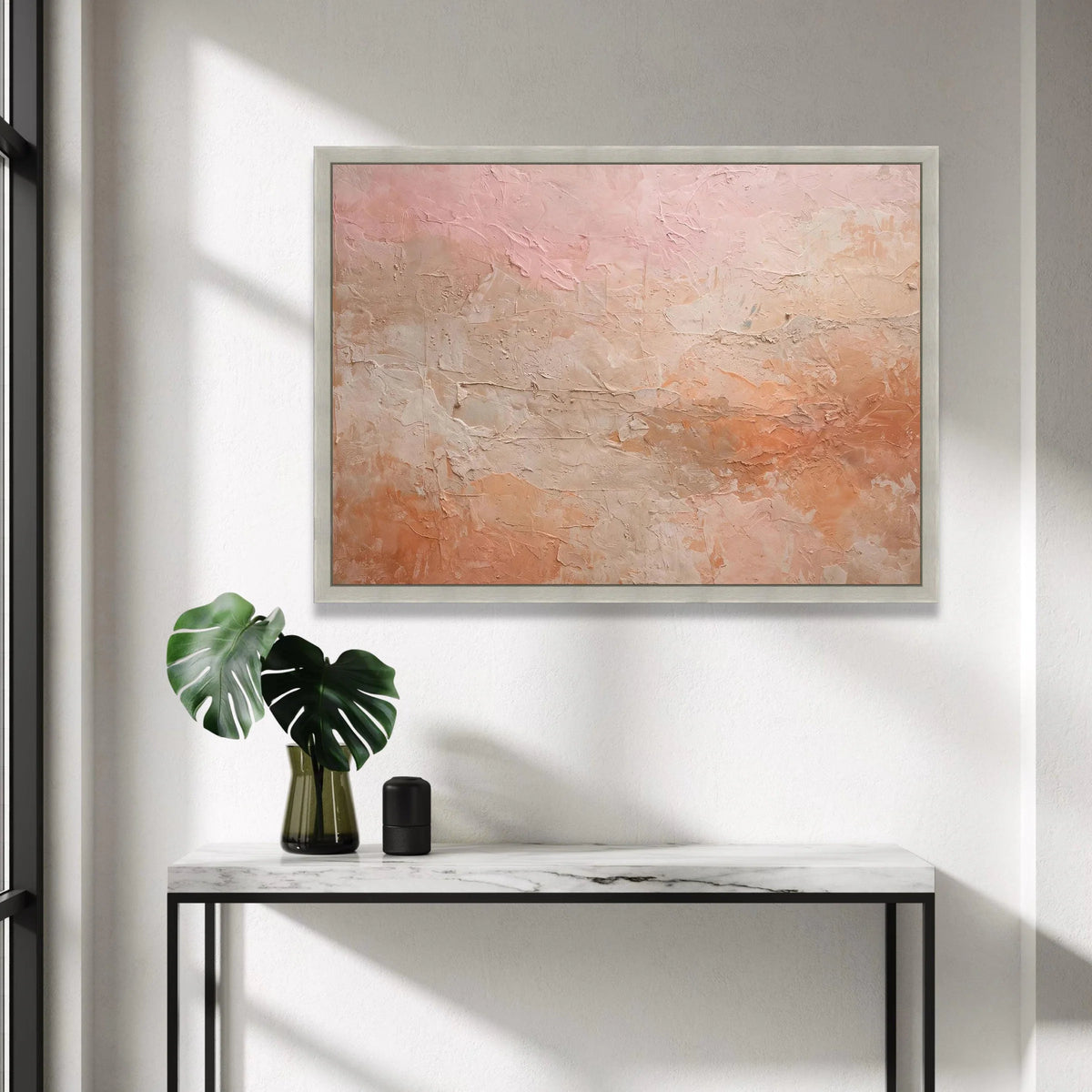 Soft Pastel Shades Canvas Wall Art, Abstract Neutral Home Decor, Warm Blush Pink and Beige Canvas, Modern Living Room Canvas Print Art
