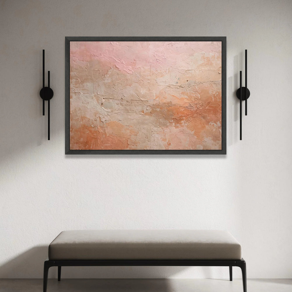 Soft Pastel Shades Canvas Wall Art, Abstract Neutral Home Decor, Warm Blush Pink and Beige Canvas, Modern Living Room Canvas Print Art