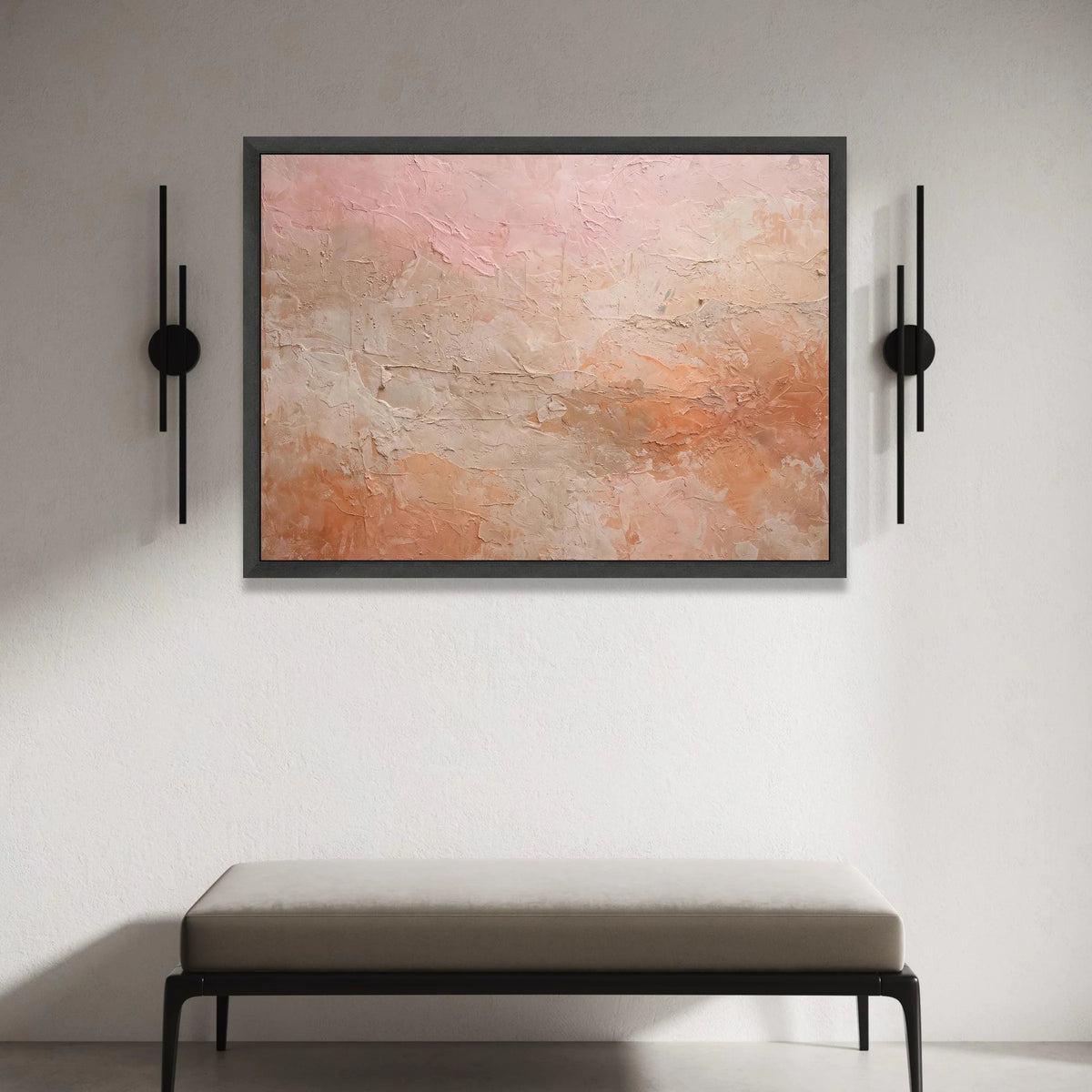 Soft Pastel Shades Canvas Wall Art, Abstract Neutral Home Decor, Warm Blush Pink and Beige Canvas, Modern Living Room Canvas Print Art