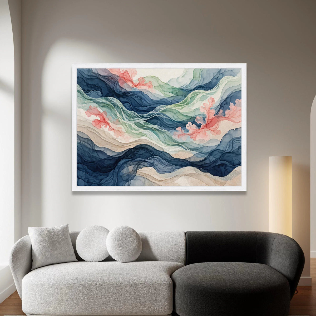 Abstract Flowing Waves Canvas Wall Art, Colorful Fluid Lines, Home Decoration Painting, Modern Watercolor Canvas, Ready to Canvas Print Art