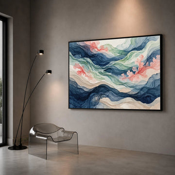 Abstract Flowing Waves Canvas Wall Art, Colorful Fluid Lines, Home Decoration Painting, Modern Watercolor Canvas, Ready to Canvas Print Art