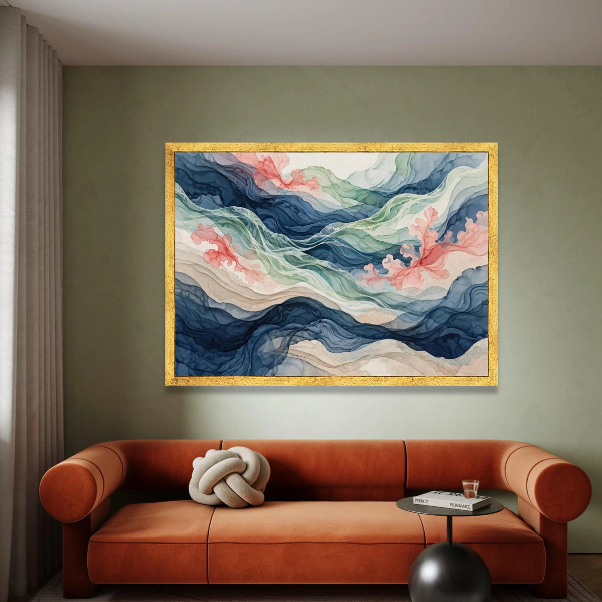 Abstract Flowing Waves Canvas Wall Art, Colorful Fluid Lines, Home Decoration Painting, Modern Watercolor Canvas, Ready to Canvas Print Art