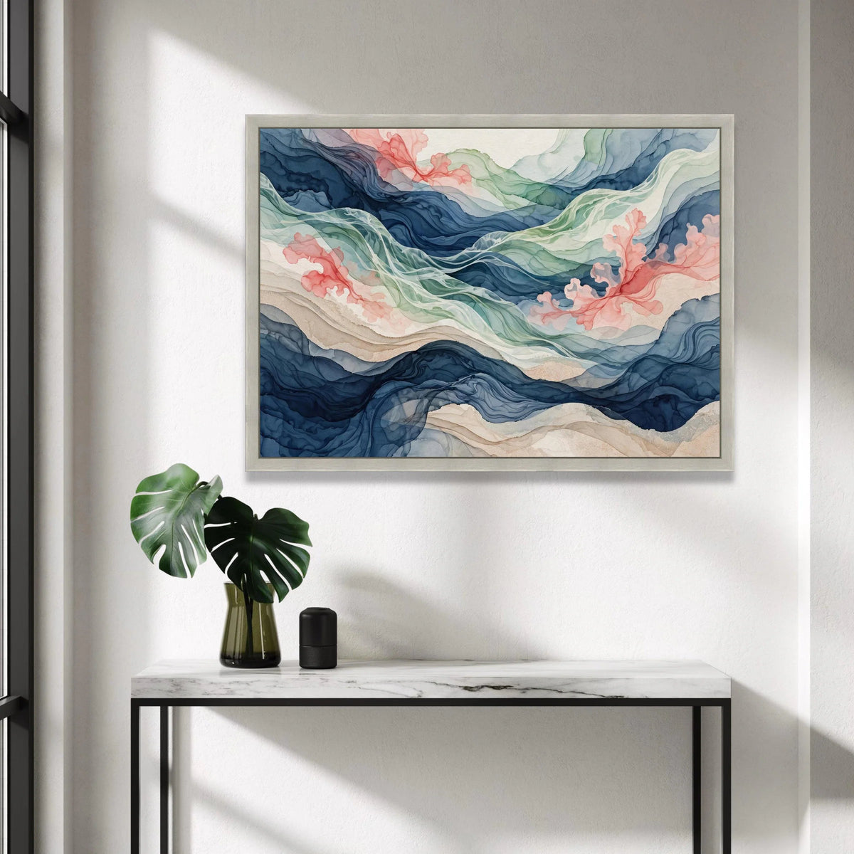 Abstract Flowing Waves Canvas Wall Art, Colorful Fluid Lines, Home Decoration Painting, Modern Watercolor Canvas, Ready to Canvas Print Art