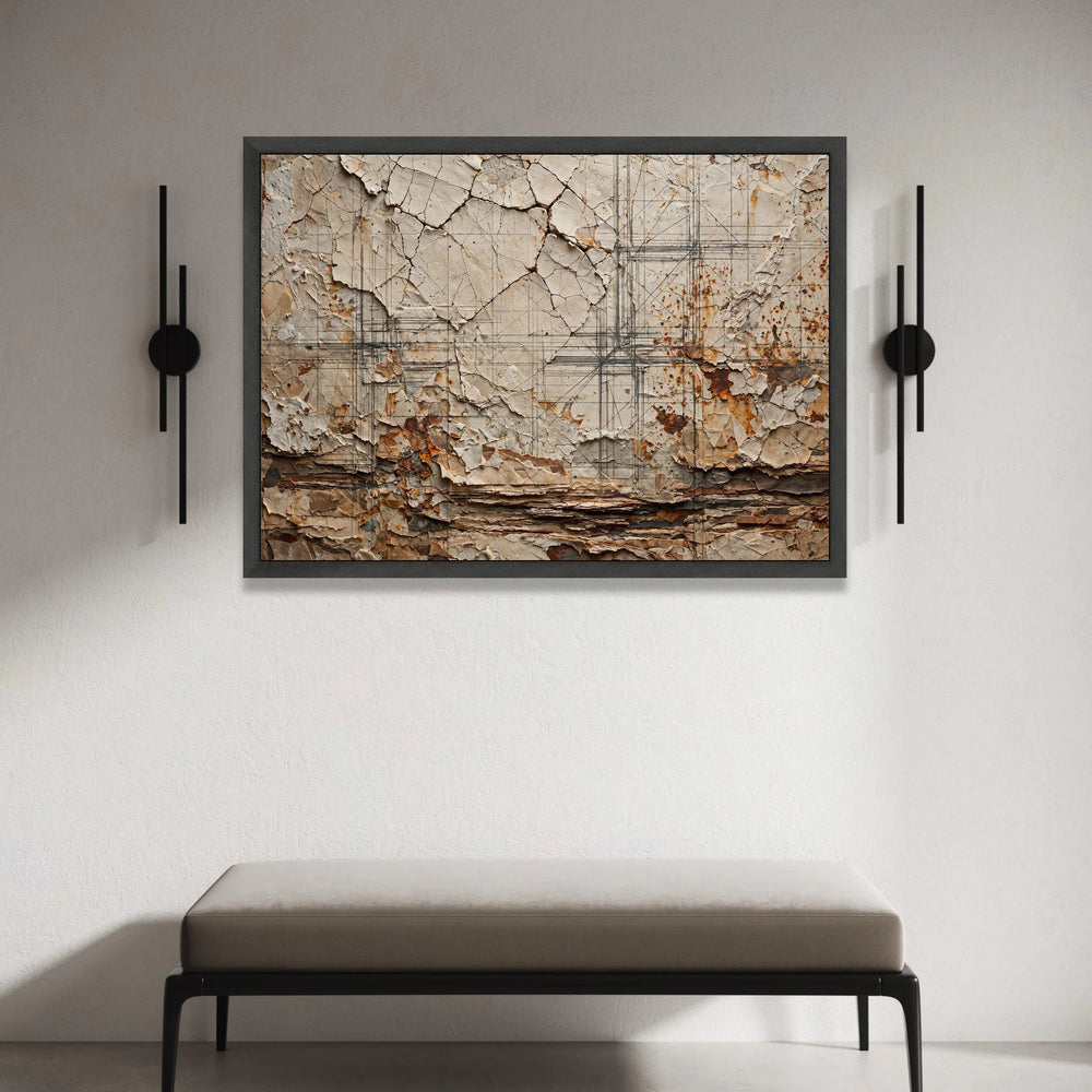 Rustic Wall Art Canvas, Cracked Paint Abstract Design, Vintage Home Decor Canvas, Layered Wall Art, Industrial Style Canvas Canvas Print Art