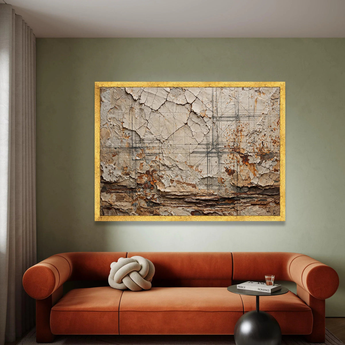 Rustic Wall Art Canvas, Cracked Paint Abstract Design, Vintage Home Decor Canvas, Layered Wall Art, Industrial Style Canvas Canvas Print Art