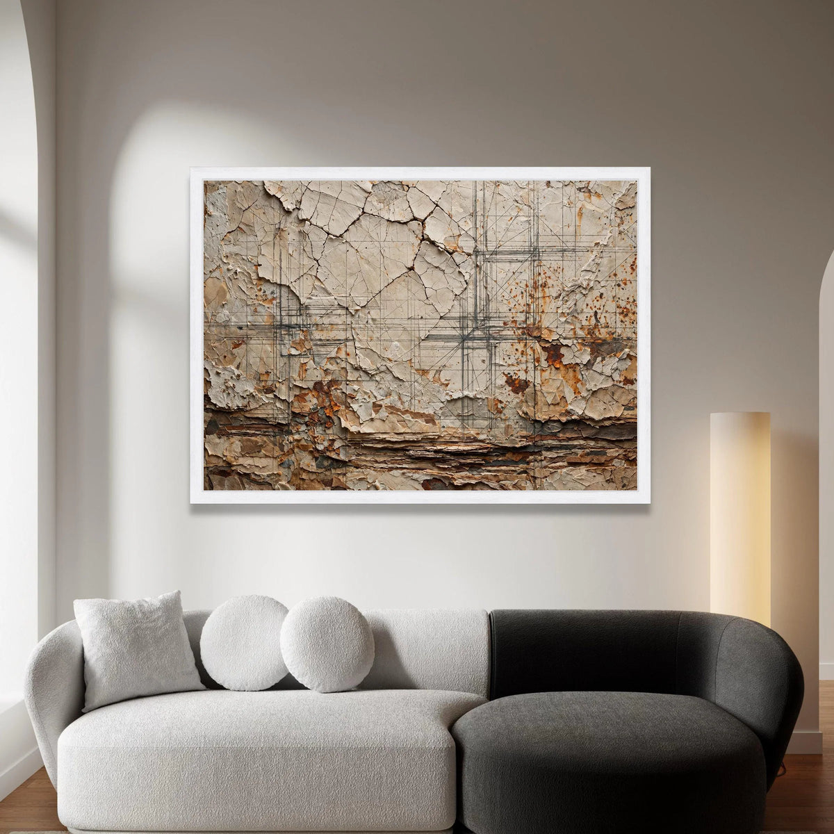 Rustic Wall Art Canvas, Cracked Paint Abstract Design, Vintage Home Decor Canvas, Layered Wall Art, Industrial Style Canvas Canvas Print Art
