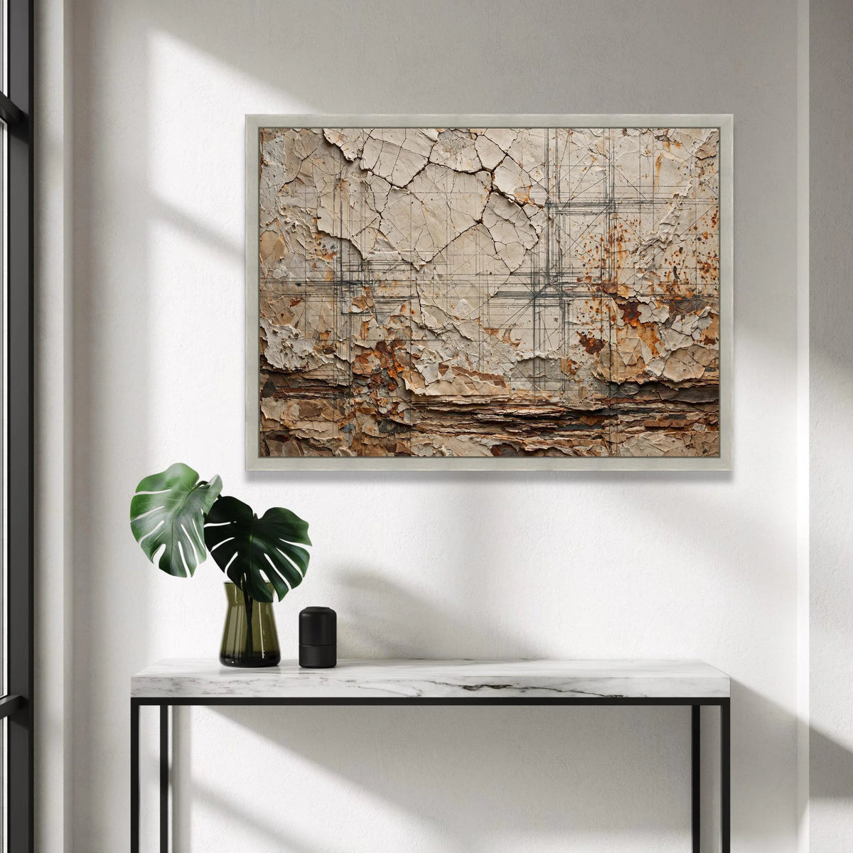 Rustic Wall Art Canvas, Cracked Paint Abstract Design, Vintage Home Decor Canvas, Layered Wall Art, Industrial Style Canvas Canvas Print Art